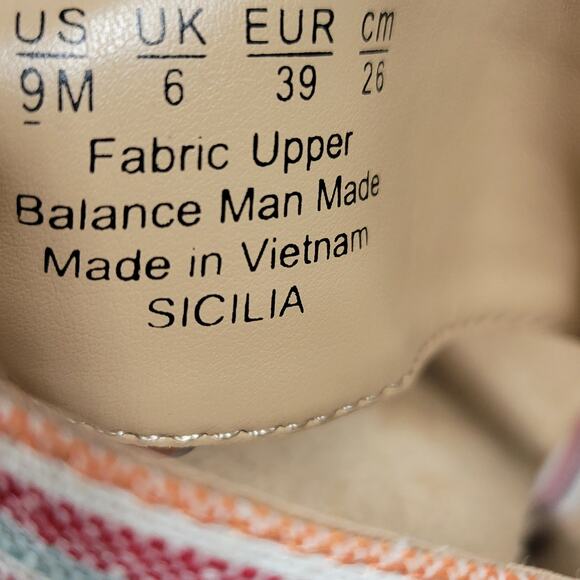 Abella Sicilia Wedge Sandals Womens 9 Pink Stripe Strap Cork Buckle Comfort - Picture 7 of 16